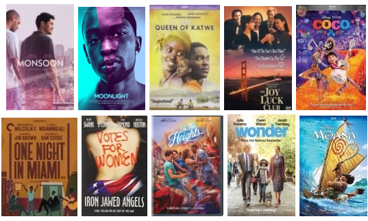 A collage of movies found in the Equity Resource Collection.